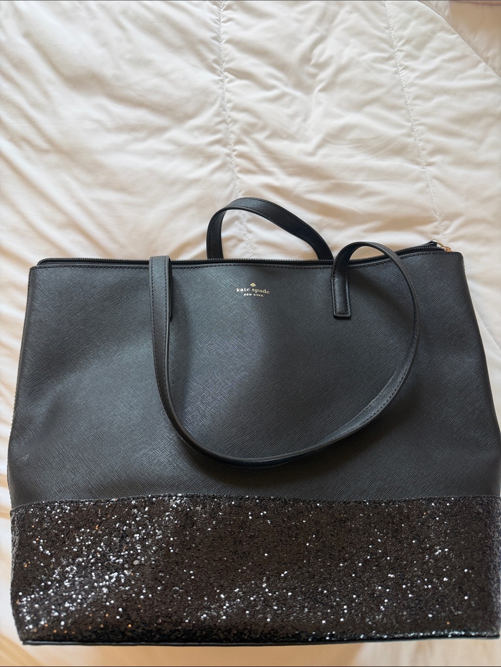 kate spade Black Tote with Glitter Accent